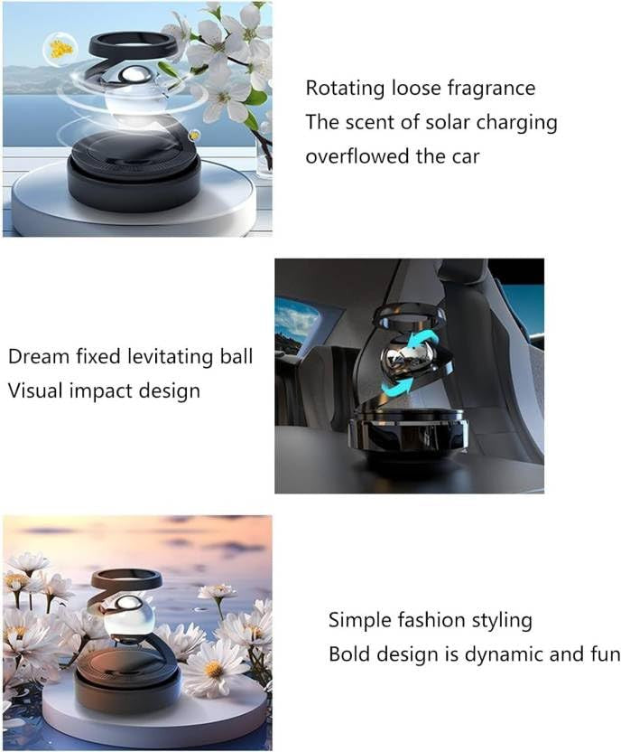 Solar Powered Levitating Ball Air Freshener for Car Dashboard